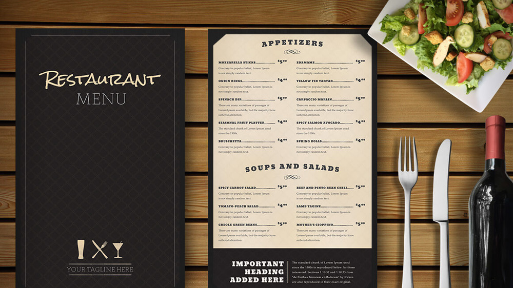 make a food menu